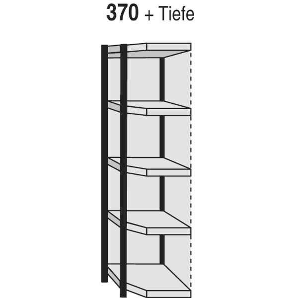 Eckregalfeld Stora 100 HxBxT 190x87x50cm 5 Böden mit Rückwand silber/lichtgrau