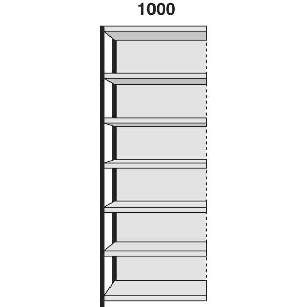 Regalfeld Stora 100 HxBxT 260x100x60cm 7 Böden mit Rückwand silber/lichtgrau