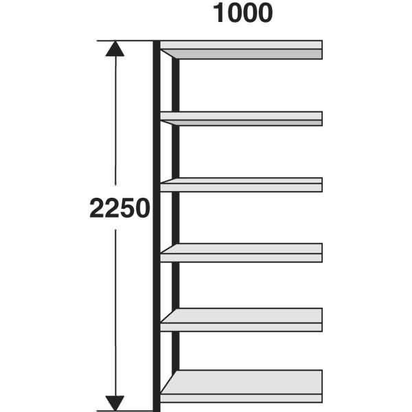 Regalfeld Stora 100 HxBxT 225x100x60cm 6 Böden ohne Rückwand silber/lichtgrau