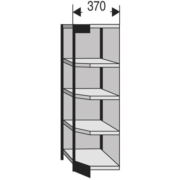 Büro-Regal Progress 2000 Eckfeld HxBxT 1900x670x/505x300mm 5 Böden Rückw. silber