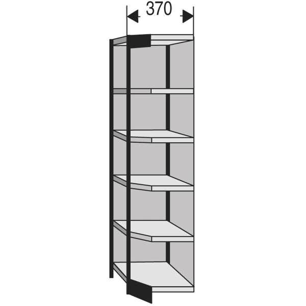 Büro-Regal Progress 2000 Eckfeld HxBxT 2250x670x/505x300mm 6 Böden Rückw. silber