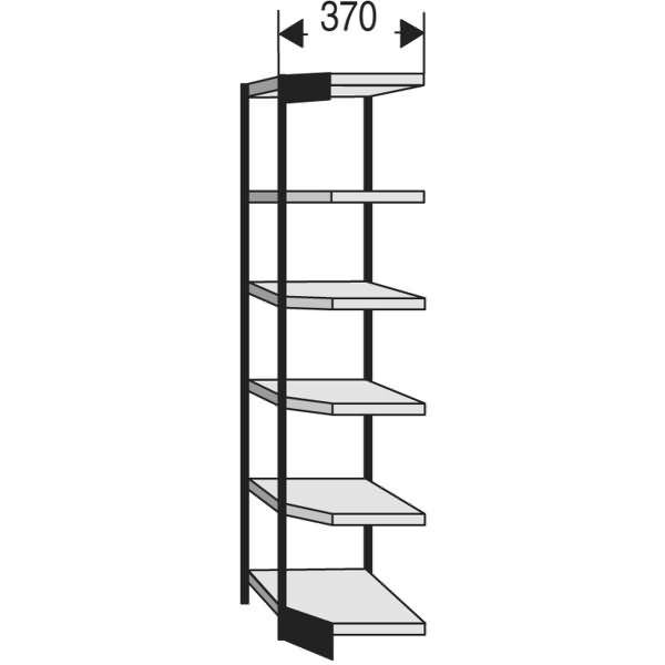 Büro-Regal Progress 2000 Eckfeld HxBxT 2250x970x/505x600mm 6 Böden silber