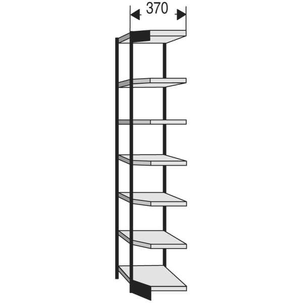 Büro-Regal Progress 2000 Eckfeld HxBxT 2600x670x/505x300mm 7 Böden silber