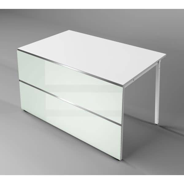 Thekentisch Atlantis rechteckig beidseitig gerade 135x82,5x105cm weiß/glas