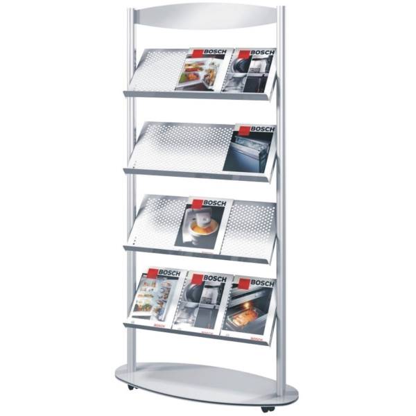 Prospektregal Sirius A4 12 Fächer fahrbar alusilber