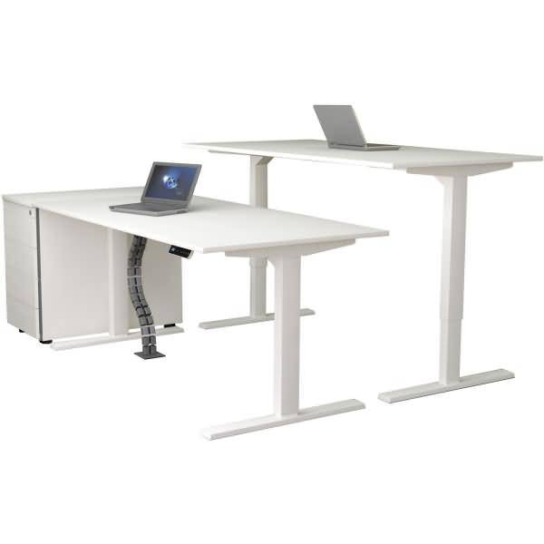 Steh-/ Sitztisch Modus elektr. höhenverstellbar C-Fuß 200x100x72-120 ahorn