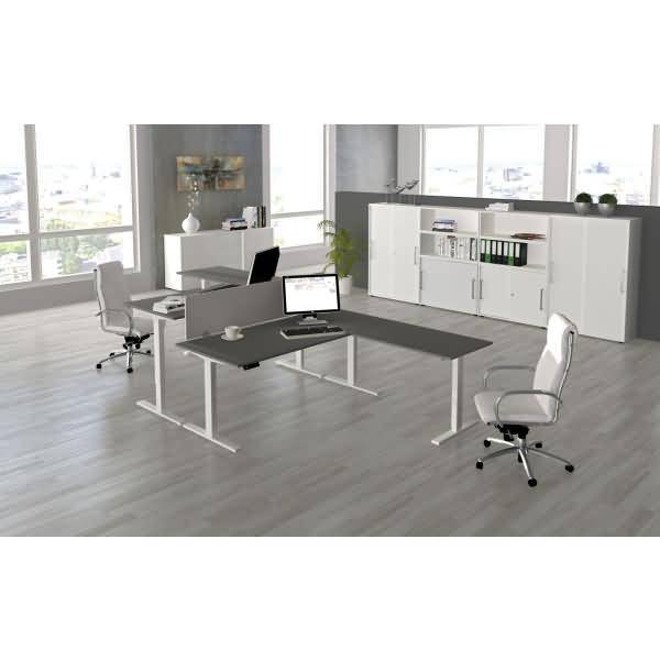 Steh-/ Sitztisch Modus elektr. höhenverstellbar C-Fuß 200x100x72-120 ahorn