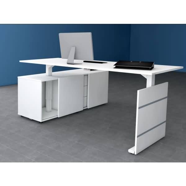 Steh-/ Sitztisch Modus elektr. höhenverstellbar C-Fuß 200x100x72-120 ahorn