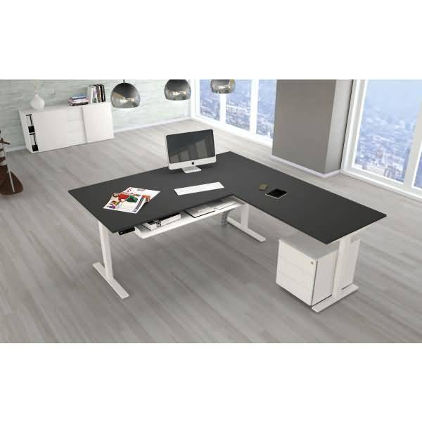 Sitz-/Stehtisch Move 3 elektr. höhenverstellbar BxT 180x180cm + Anbautisch anthrazit