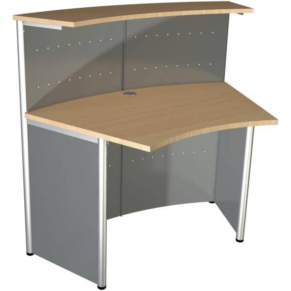 Kompakt-Theke Genua Grundtheke 45 Grad BxTxH 118x70x115cm alusilber/buche