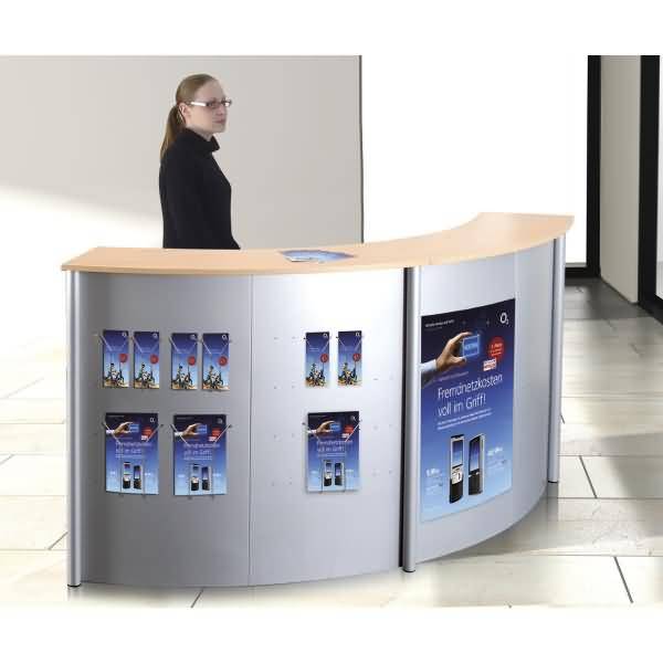 Kompakt-Theke Genua Grundtheke gerade BxTxH 1160x700x1150cm alusilber/buche