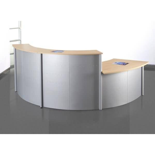 Kompakt-Theke Genua Grundtheke 45 Grad BxTxH 118x70x115cm alusilber/buche