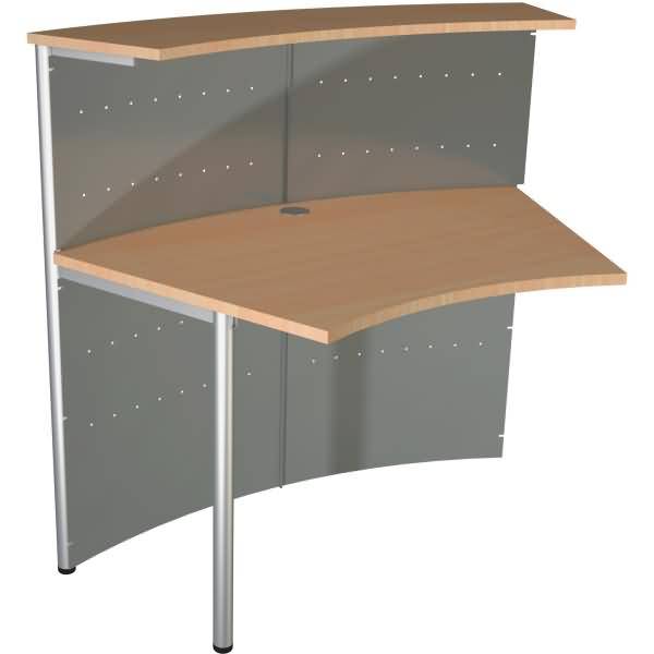 Kompakt-Theke Genua Anbautheke 45 Grad BxTxH 118x70x115cm alusilber/buche