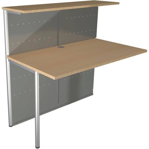 Kompakt-Theke Genua Anbautheke gerade BxTxH 116x70x115cm alusilber/buche