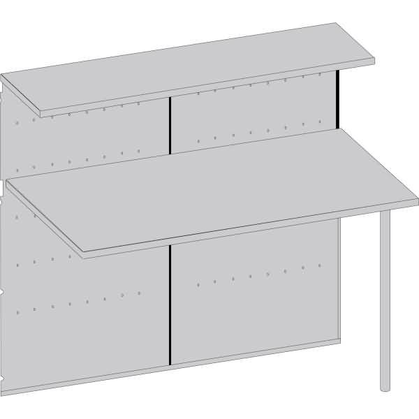 Kompakt-Theke Genua Anbautheke gerade BxTxH 116x70x115cm alusilber/buche