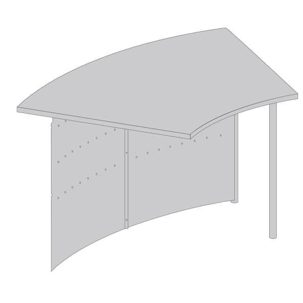 Kompakt-Theke Genua Anbautisch 45 Grad BxTxH 126,5x80x720cm alusilber/buche