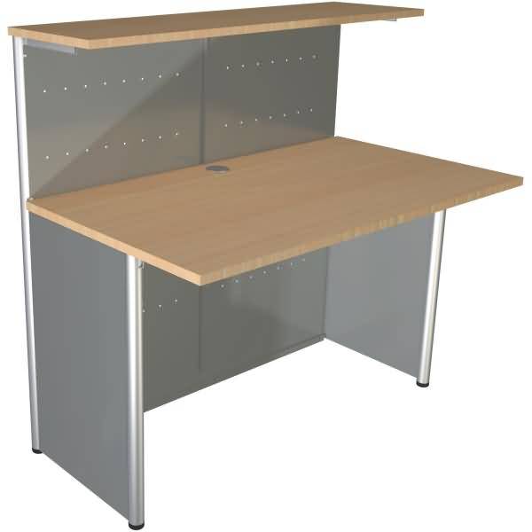 Kompakt-Theke Genua Grundtheke gerade BxTxH 1160x700x1150cm alusilber/buche