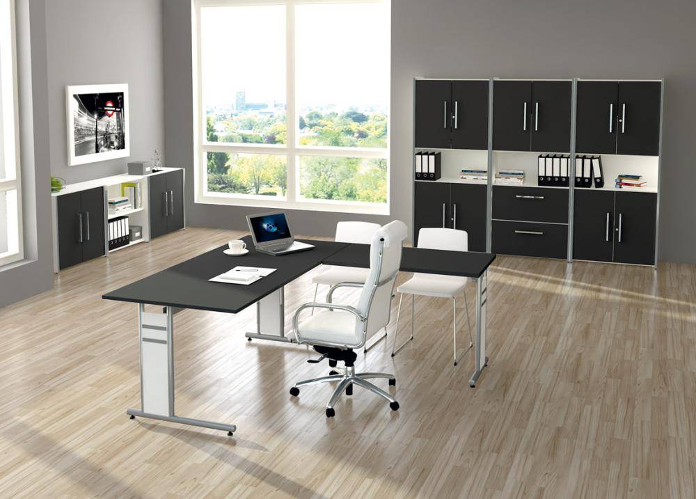 Schreibtisch C-Fuß 160x80x68-82 cm anthrazit