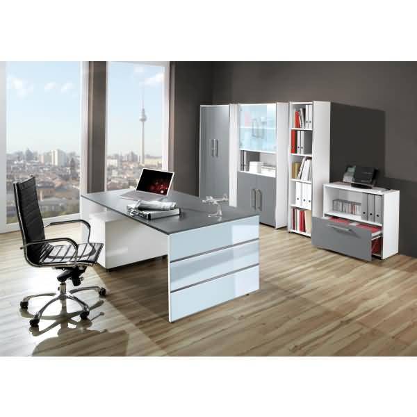 Schreibtisch Lugano Glas BxT 180x80cm grafit