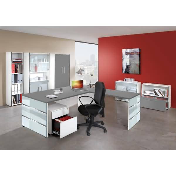 Schreibtisch Lugano Glas BxT 160x80cm grafit