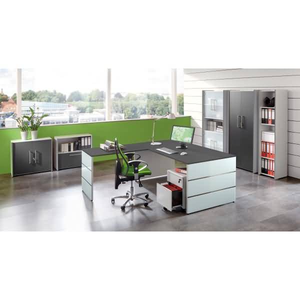 Schreibtisch Lugano Glas BxT 160x80cm grafit