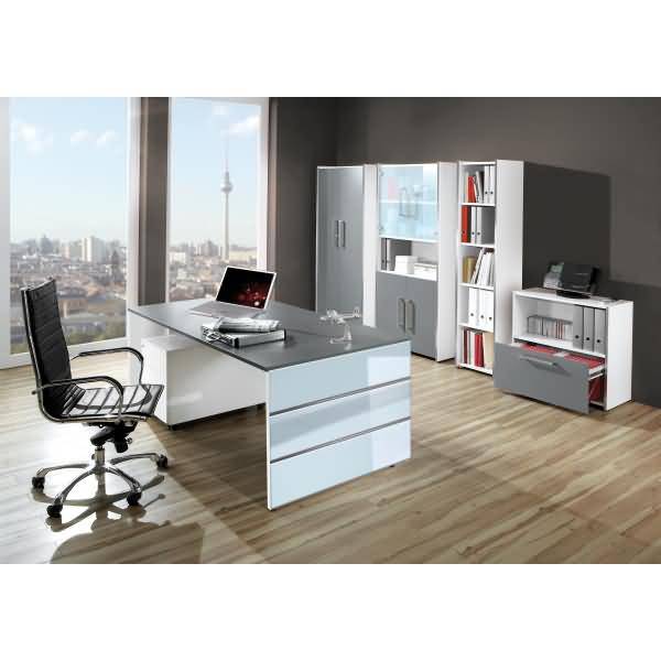 Schreibtisch Lugano Glas BxT 160x80cm grafit