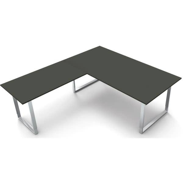 Schreibtisch Aveto 200 Bügel-Gestell 200x100x68-82cm / Anbau 120x80cm anthrazit