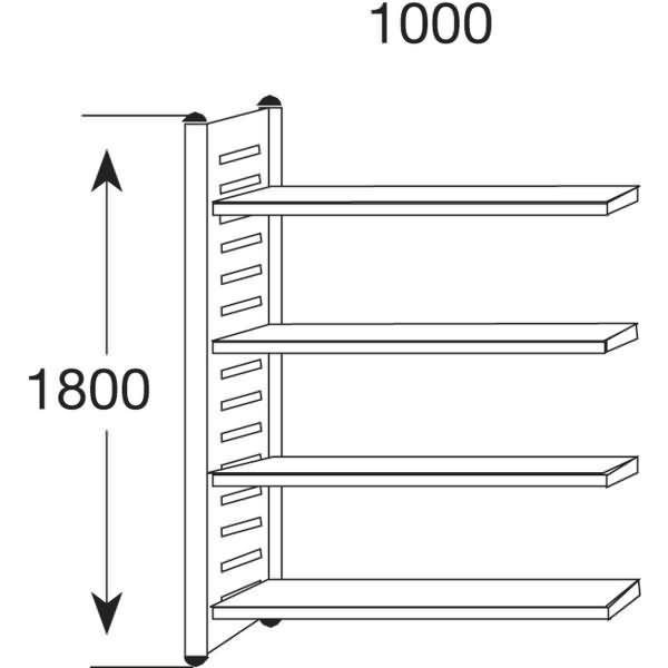 Design-Regal M2 Regalfeld BXHxT 1000x1800x400mm 4 Böden alusilber/lichtgrau