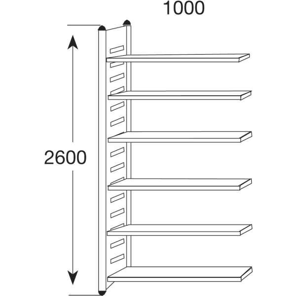 Design-Regal M2 Regalfeld BXHxT 1000x2600x400mm 6 Böden alusilber/lichtgrau