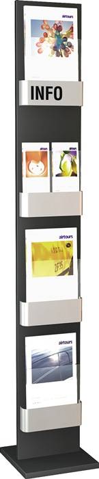 Prospektständer H1750xB300xT300mm STA anthrazit feststeh. 4Fächer DIN A4/A5/lang