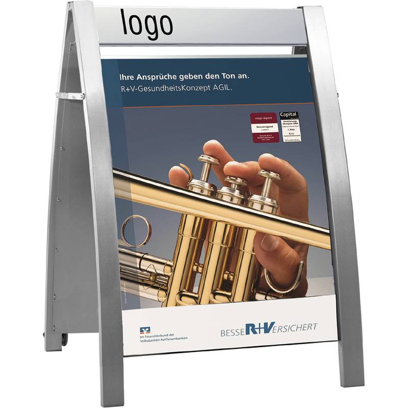 kerkmann Plakatständer Boston II, DIN A1, alusilber, fahrbar