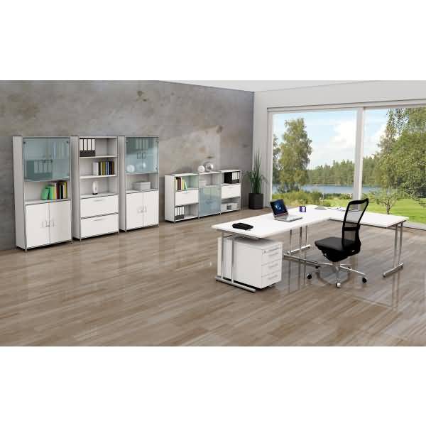 Sideboard BxTxH 236x38x78cm 4 Schubfächer weiß