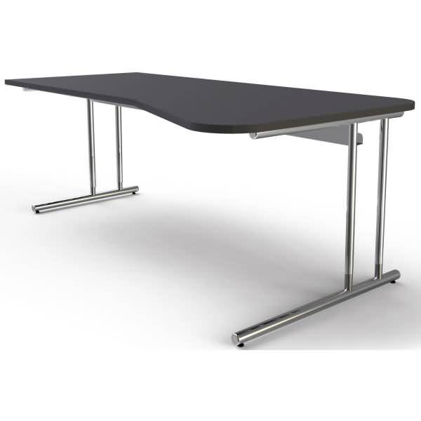 EDV-Tisch Artline Euro Holzdekor C-Fuß 195x80-100x68-82cm anthrazit