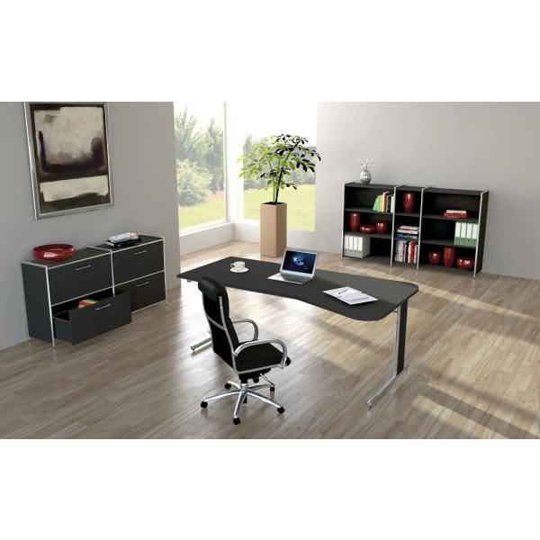 EDV-Tisch Artline Euro Holzdekor C-Fuß 195x80-100x68-82cm anthrazit