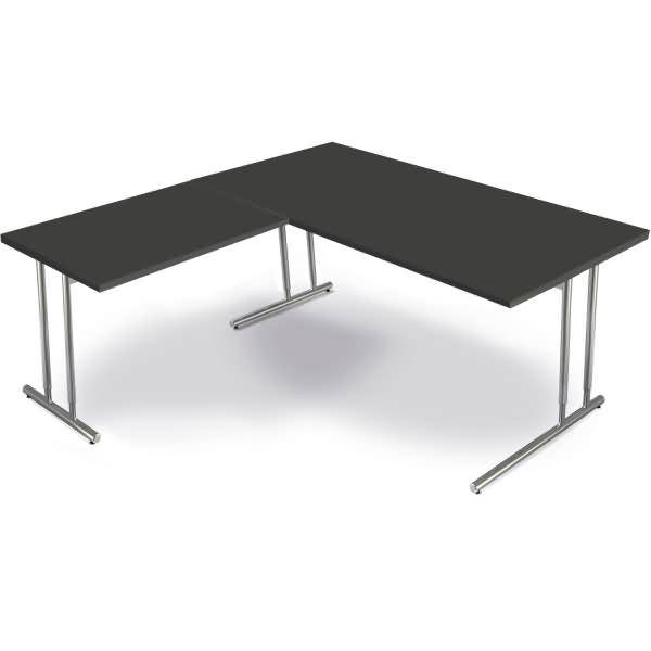 Schreibtisch Artline Holzdekor / Anbau C-Fuß 160x180x68-82cm anthrazit