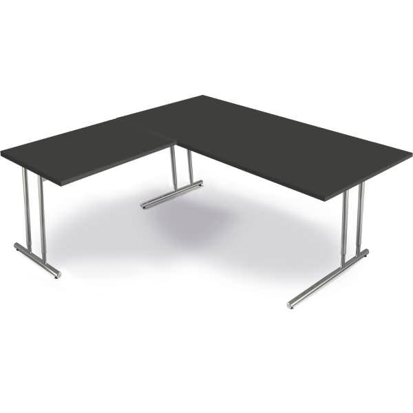 Schreibtisch Artline Holzdekor / Anbau C-Fuß 180x180x68-82cm anthrazit