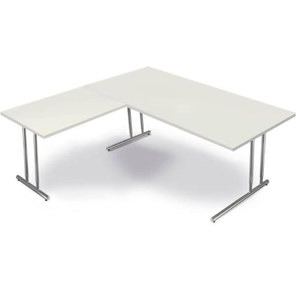 Schreibtisch Artline Holzdekor / Anbau C-Fuß 200x200x68-82cm weiß