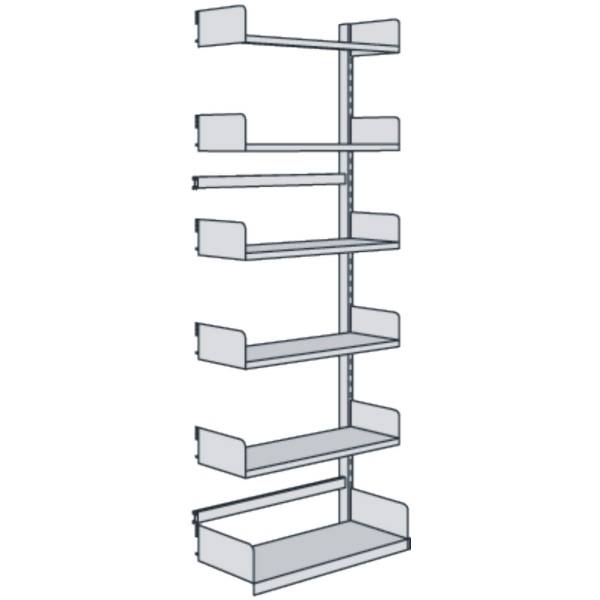 Bibliotheks-Regal Univers einseitig Anbaufeld 100x25x225cm mit 6 Böden lichtgrau