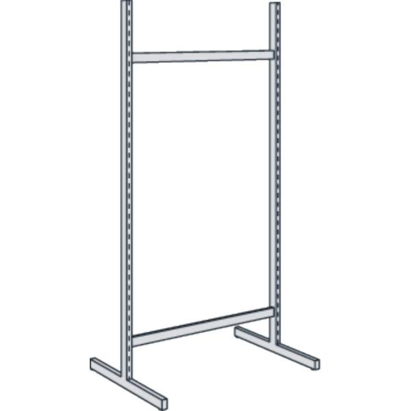 Bibliotheks-Regal Univers Ständer doppelseitig Grundfeld BxH 100x225cm lichtgrau