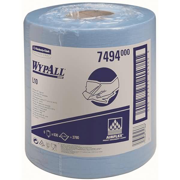 Wischtücher Wypall L10 Extra 1-lagig 38x18,5cm Zentralentnahme RCS blau