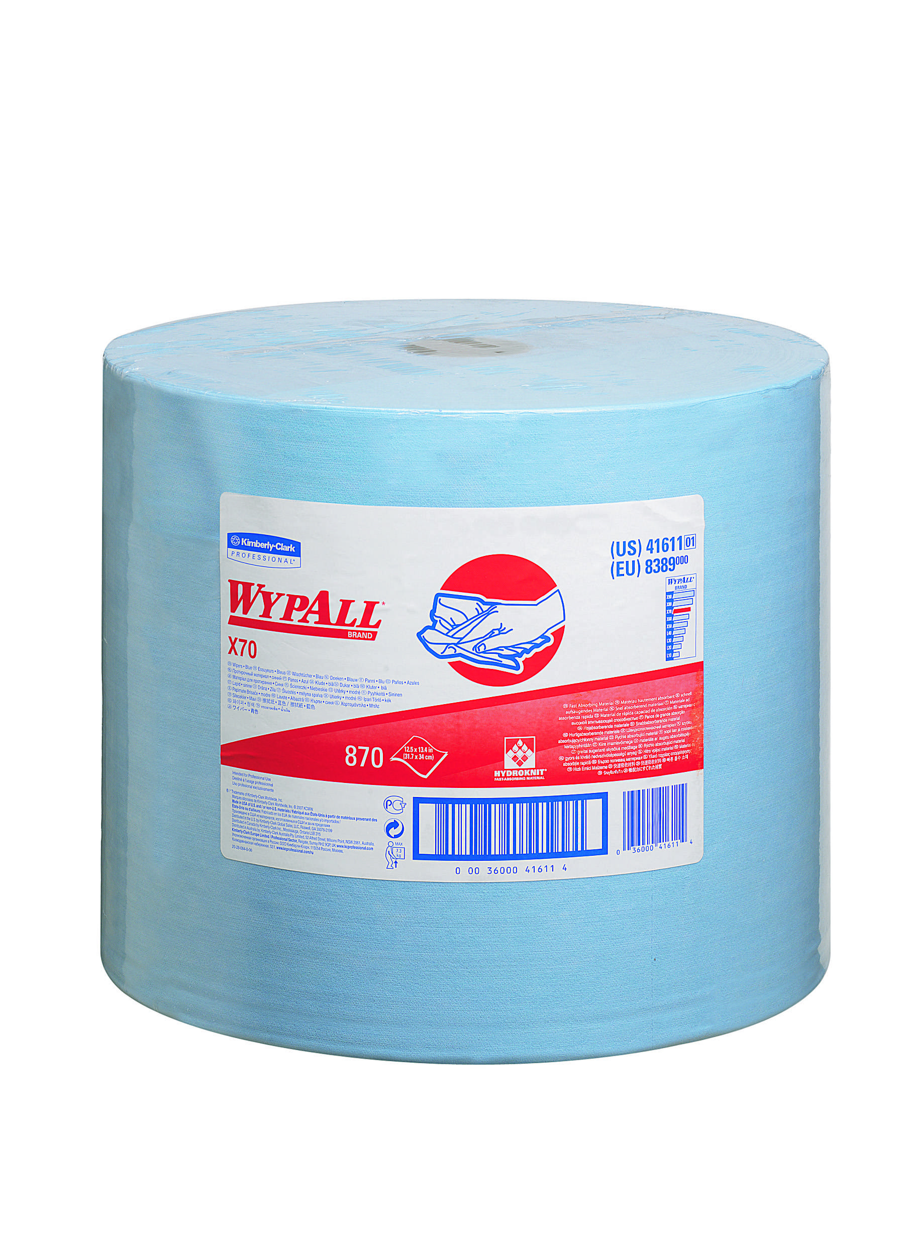 Wischtücher Wypall X70 1-lagig 34x31,5cm Großrolle blau