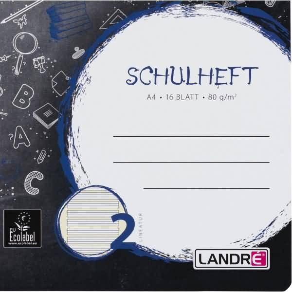 Schulheft A4 16 Blatt 80 g/qm Lineatur 2 (für alle Ausgangsschriften)
