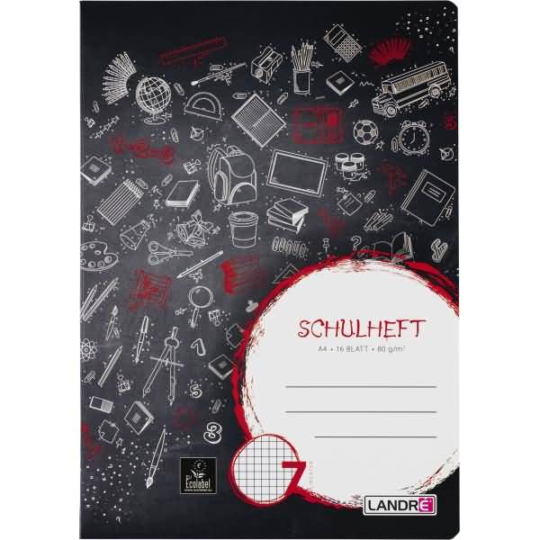 Schulheft A4 16 Blatt 80 g/qm Lineatur 7 (kariert 7 mm)