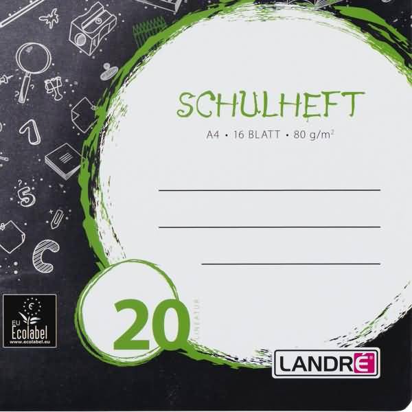 Schulheft A4 16 Blatt 80 g/qm Lineatur 20 (blanko)