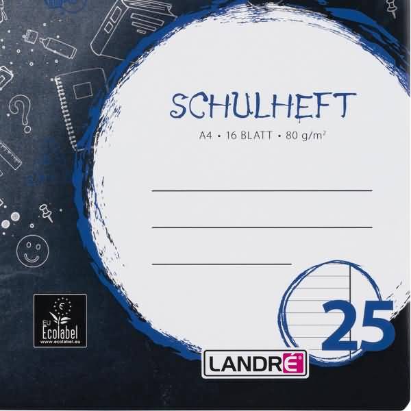 Schulheft A4 16 Blatt 80 g/qm Lineatur 25 (liniert mit Rand rechts)