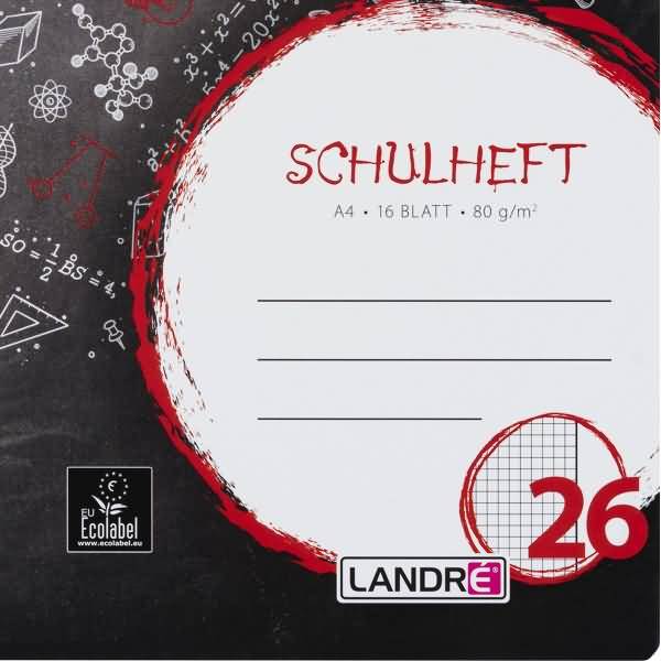 Schulheft A4 16 Blatt 80 g/qm Lineatur 26 (kariert mit Rand rechts)