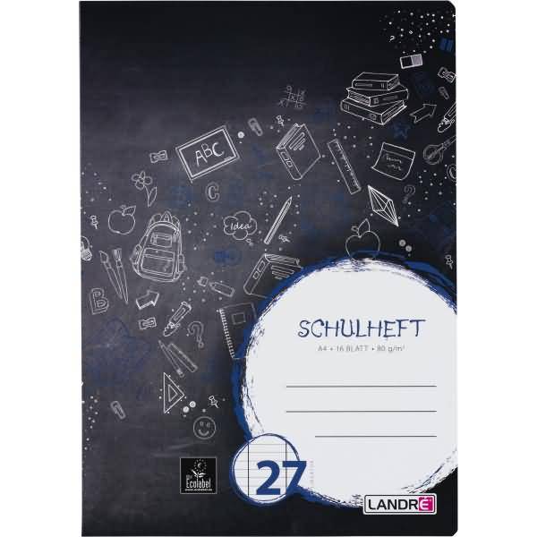Schulheft A4 16 Blatt 80 g/qm Lineatur 27 (liniert mit Doppelrand)