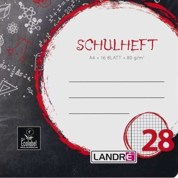 Schulheft A4 16 Blatt 80 g/qm Lineatur 28 (kariert mit Doppelrand)