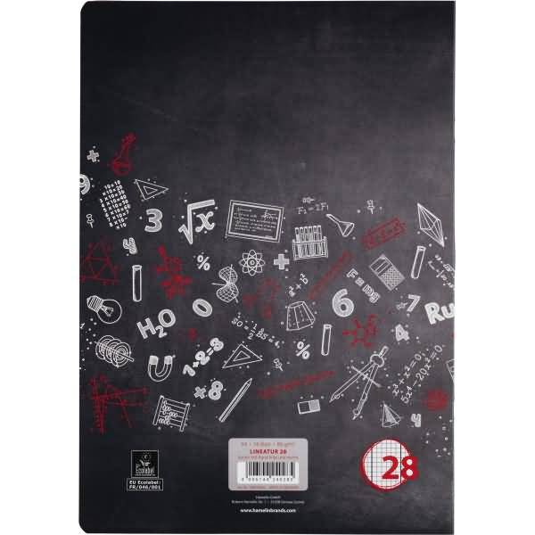 Schulheft A4 16 Blatt 80 g/qm Lineatur 28 (kariert mit Doppelrand)