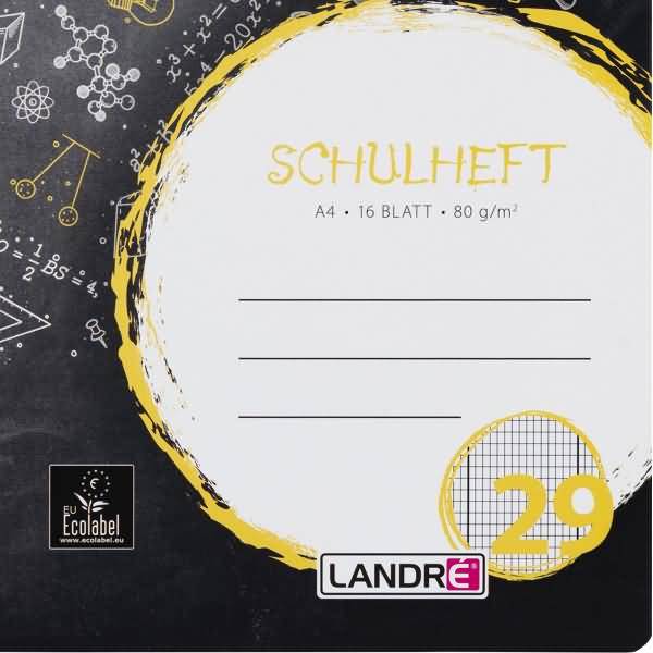 Schulheft A4 16 Blatt 80 g/qm Lineatur 29 (rautiert mit Doppelrand)